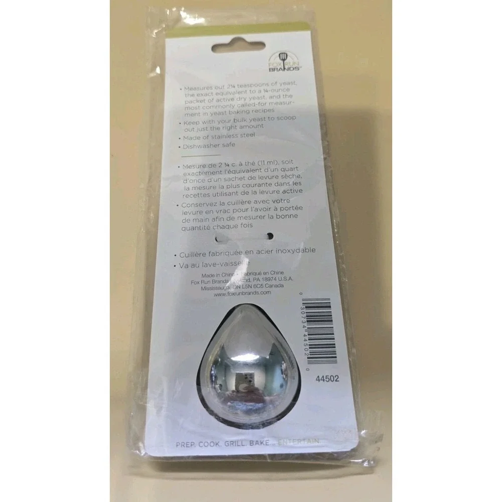 New Fox Run Brand Yeast Spoon 2 1/4 Stainless Steel Spoon In Packaging